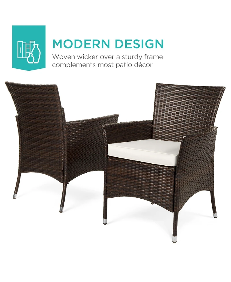 Best Choice Products 5-Piece Indoor Outdoor Wicker Patio Dining Table Furniture Set w/ Umbrella Cutout, 4 Chairs