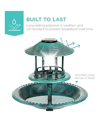 Best Choice Products Solar Outdoor Bird Bath Pedestal Fountain Garden Decoration w/ Fillable Planter Base
