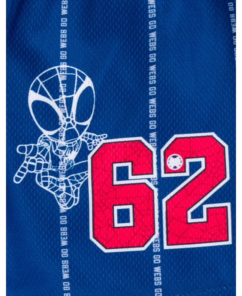 Marvel Toddler Boys Spider-Man Miles Morales Mesh Jersey Tank Top Shirt and Basketball Shorts to