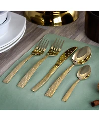 MegaChef Baily 20 Piece Flatware Utensil Set, Stainless Steel Silverware Metal Service for 4 in Light Gold