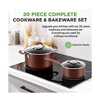 NutriChef Kitchenware Pots & Pans Set – High-qualified Basic Kitchen Cookware Set, Non-Stick (20-Piece Set)