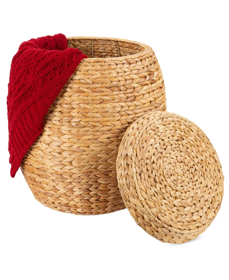 Best Choice Products Vintage Multipurpose Hyacinth Storage Organizer Tote Basket w/ Lid
