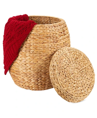 Best Choice Products Vintage Multipurpose Hyacinth Storage Organizer Tote Basket w/ Lid