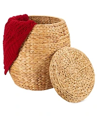 Best Choice Products Vintage Multipurpose Hyacinth Storage Organizer Tote Basket w/ Lid