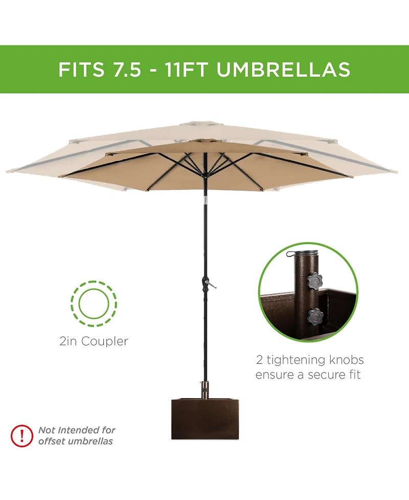 Best Choice Products Portable Steel Umbrella Base Stand for Patio, Up to 150 lbs w/ Fillable Planter, Drainage, Wheels