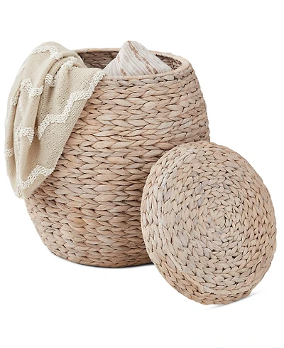 Best Choice Products Vintage Multipurpose Hyacinth Storage Organizer Tote Basket w/ Lid