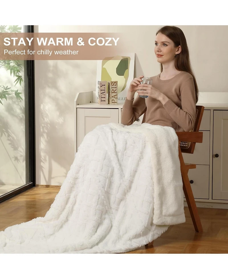 Caromio Tufted Sherpa Electric Heated Throw Blanket, 50" x 60"