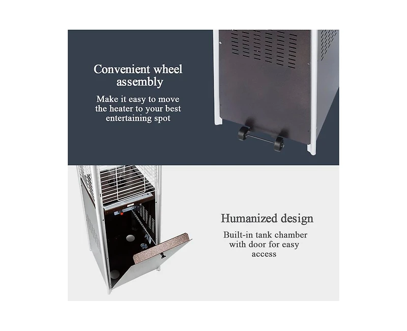 42000 Btu Outdoor Black Pyramid Patio Heater with Cover