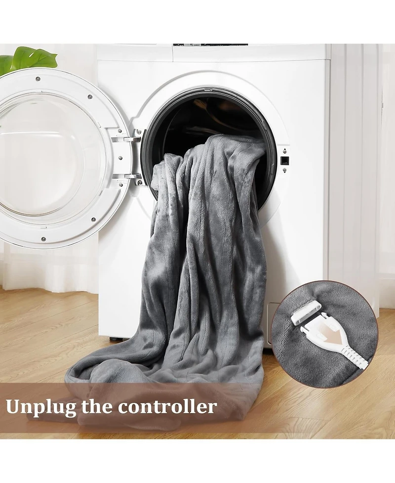 Caromio King Reversible Flannel Electric Heated Blanket with Dual Control, 100" x 90"