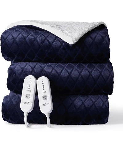 Caromio Queen Size Flannel Sherpa Electric Heated Throw Blanket with Dual Control, 84" x 90"