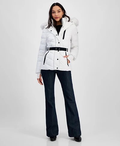 Michael Michael Kors Womens Detail Back Hooded Puffer Coat, Created for Macys