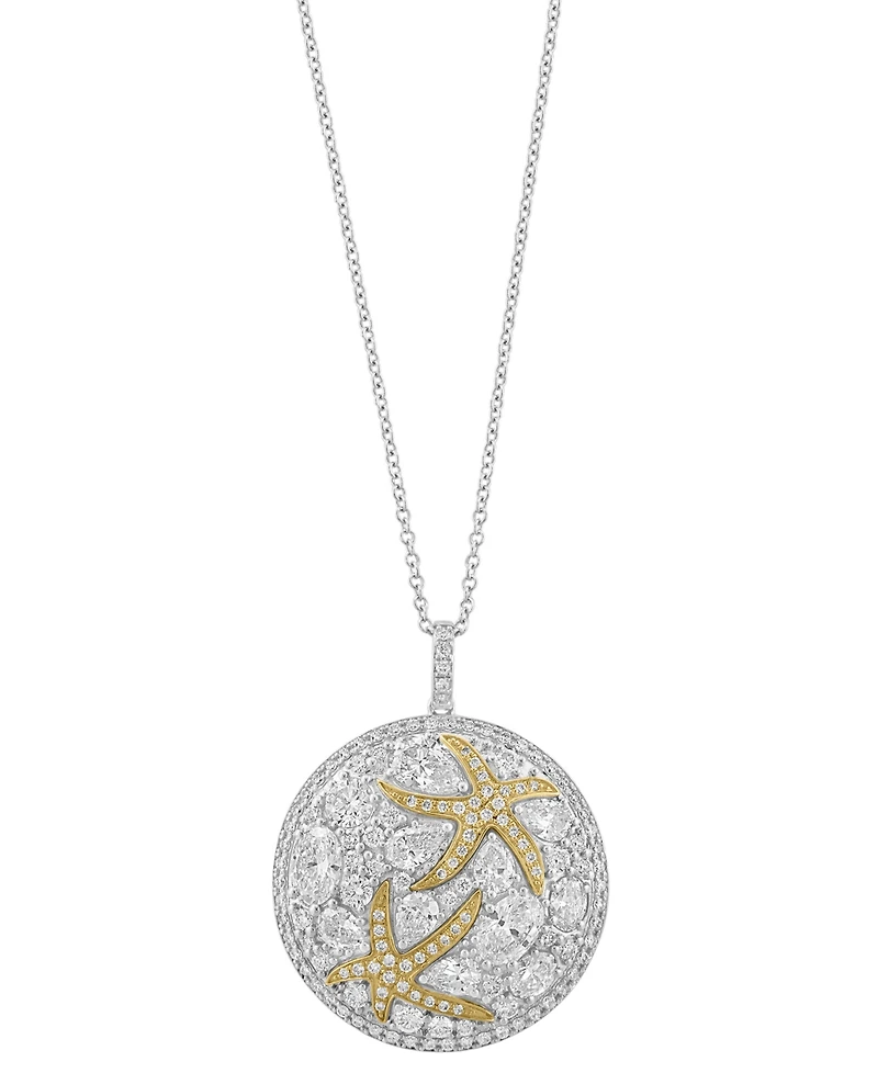 Effy Lab Grown Diamond Mixed-Cut Starfish 18" Pendant Necklace (3-1/2 ct. t.w.) in 14k Two-Tone Gold