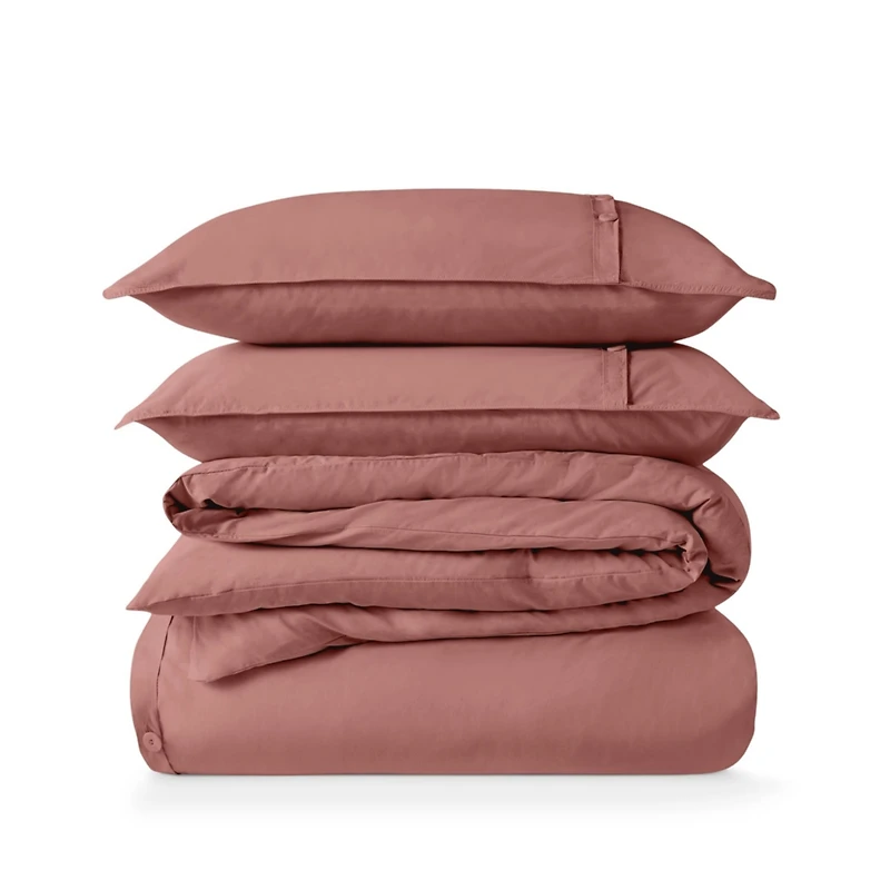 Bare Home Organic Cotton Percale Duvet Cover Set Full/Queen