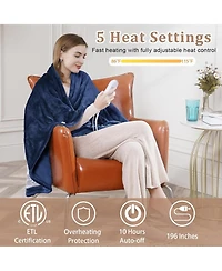 Caromio Twin Size Reversible Flannel Electric Heated Throw Blanket, 62" x 84"