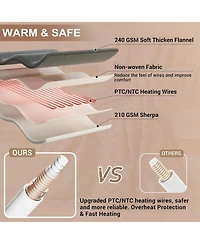 Caromio King Size Tufted Sherpa Electric Heated Blanket with Dual Control, 100" x 90"