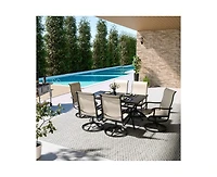 Pamapic 7-Piece Patio Dining Set with 6 Textilene Swivel Chairs