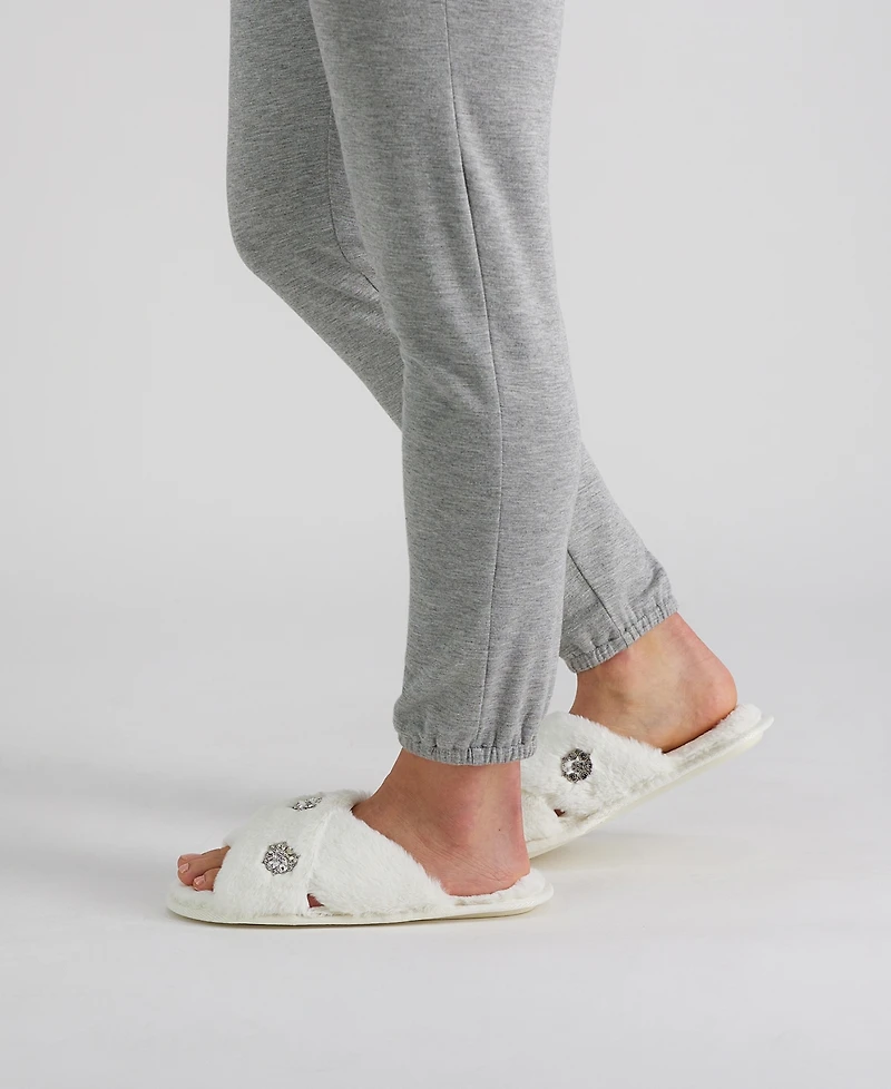 Jessica Simpson Women's Embellished Cross Band Slide Slippers