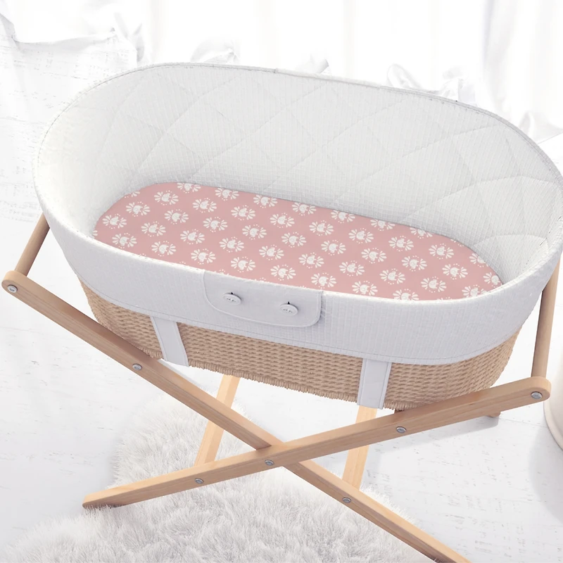 The Peanutshell Botanical Elephant Bassinet Sheets for Newborn Baby Girl, 4 Pack Set
