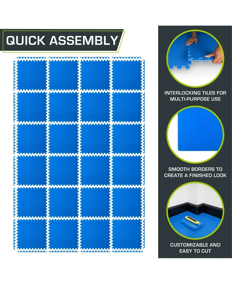 Exercise Puzzle Mat 3/4-in, 96 Sq Ft - 24 Tiles