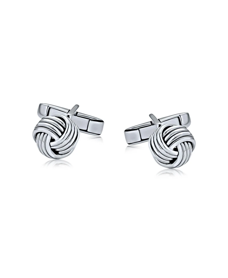 Bling Jewelry Twist Love Knot Woven Braided Cable Ball Shirt Cufflinks Executive Groom Gift .925 Sterling Silver Hinge Bullet Back