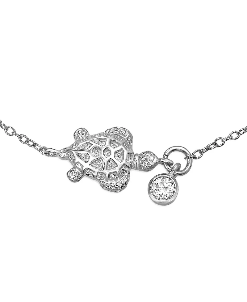 Bling Jewelry Nautical Turtle Cz Accent Anklet Ankle Bracelet Sterling Silver