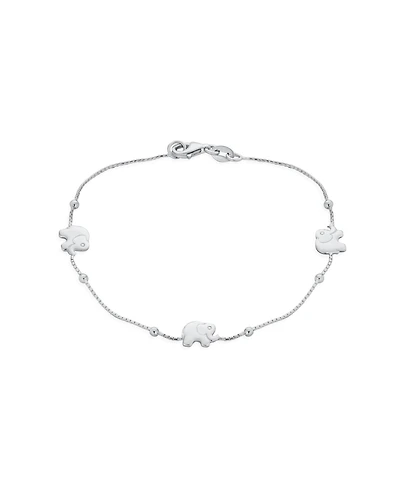 Bling Jewelry Delicate Zoo Animal Lucky Station Ball Beads Spacers Multi Charm Elephant Bracelet .925 Sterling Silver 7.5 Inch