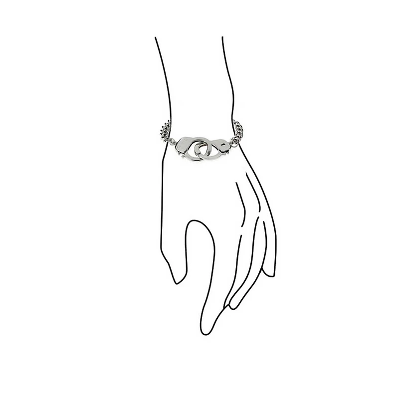 Bling Jewelry Biker Couples Handcuff Statement Bracelet Cuban Curb Chain Stainless Steel