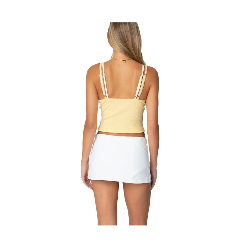 Edikted Womens Lacey Layered Tank Top