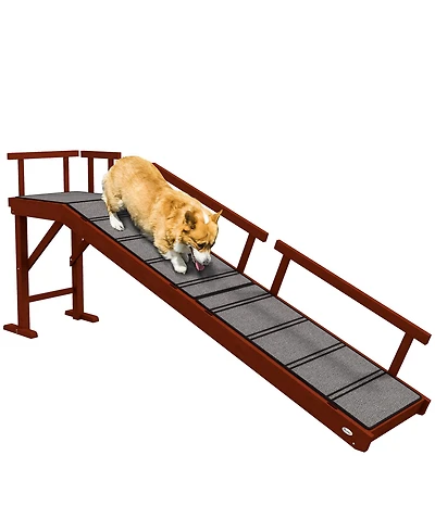 PawHut Wooden Dog Ramp with Removable Guardrails, Non-Slip, 73",