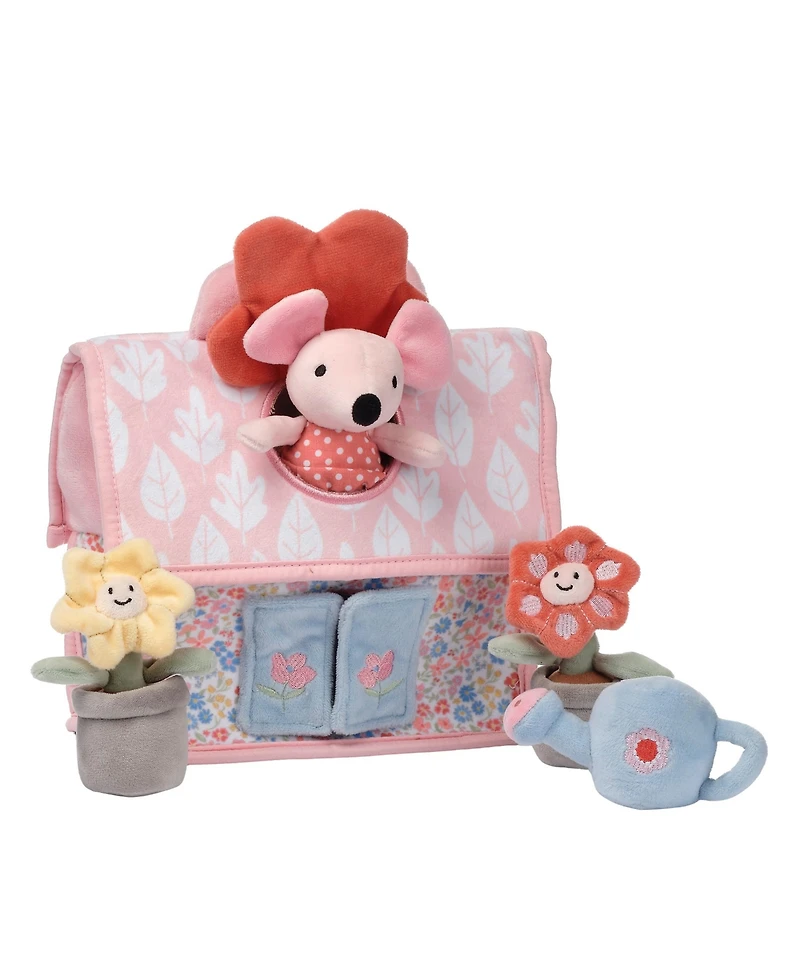 Lambs & Ivy Floral Cottage 5pc Interactive Flowers & Mouse Plush Play Set Toy