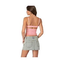 Edikted Womens Embroidered Mesh Bra Top