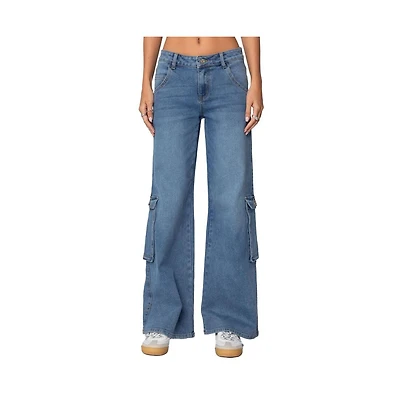 Edikted Women's Lunar Low Rise Cargo Jeans