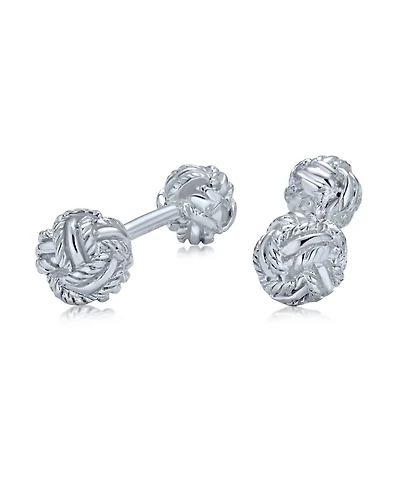Bling Jewelry Solid Double Sided Twist Love Knot Woven Braided French Style Fixed Bar Backing Shirt Cufflinks Executive Groom Gift .925 Sterling Silve