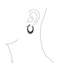 Bling Jewelry Geometric Fashion Big Flat Oval Hoop Earrings Black Ip Or Rose Gold Plated Stainless Steel 1.25 Inch Diameter