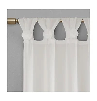 Madison Park Rosette Floral Embellished Cuff Tab Top Solid Curtain Panel, 50"W x 84"L
