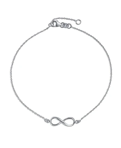 Bling Jewelry Infinity Figure Eight Love Knot Charm Anklet Link Ankle Bracelet .925 Sterling Silver Adjustable 9 To 10 Inch With Extender