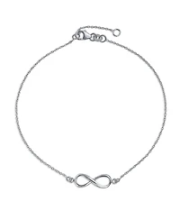Bling Jewelry Infinity Figure Eight Love Knot Charm Anklet Link Ankle Bracelet .925 Sterling Silver Adjustable 9 To 10 Inch With Extender