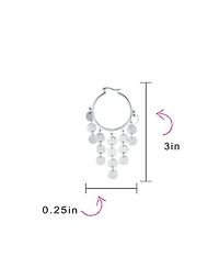Bling Jewelry Fashion Boho Sequin Coin Dangle Hoop Huggie Earrings Silver Tone Rose Gold Plated