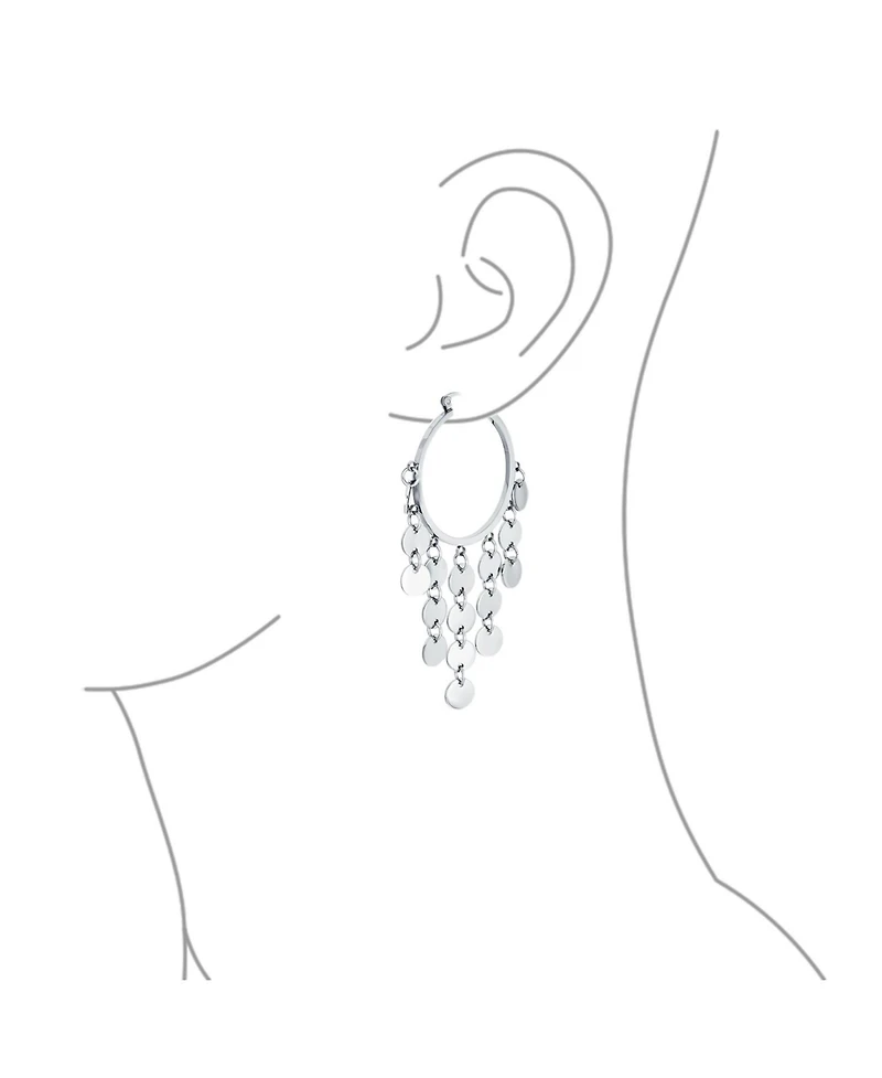 Bling Jewelry Fashion Boho Sequin Coin Dangle Hoop Huggie Earrings Silver Tone Rose Gold Plated
