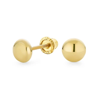 Bling Jewelry Classic Tiny Petite Premium 14K Yellow Gold Round Button Ball Stud Earrings Screw Back 4MM
