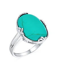 Bling Jewelry Fleur Dis Lis Large Natural Stones Filigree Oval Armor Full Finger Statement Ring Oxidized .925 Sterling Silver