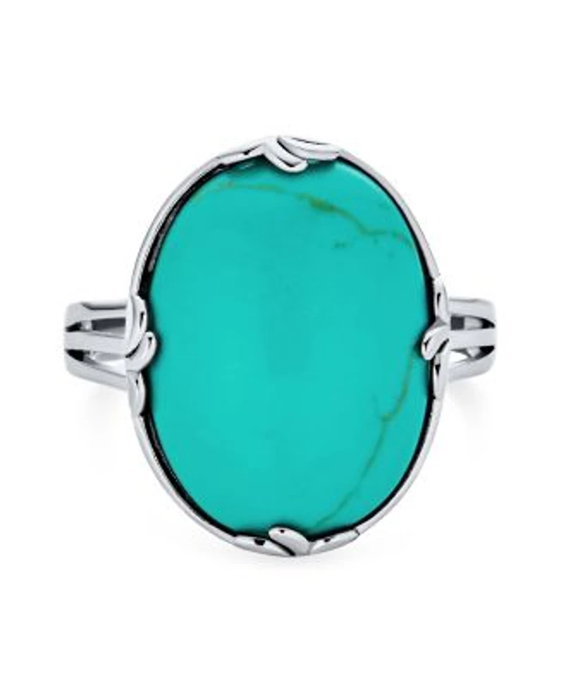 Bling Jewelry Western Fleur Dis Lis Large Filigree Oval Armor Full Finger Statement Natural Blue Turquoise Ring .925 Sterling Silver Oxidized