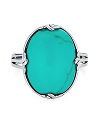 Bling Jewelry Western Fleur Dis Lis Large Filigree Oval Armor Full Finger Statement Natural Blue Turquoise Ring .925 Sterling Silver Oxidized