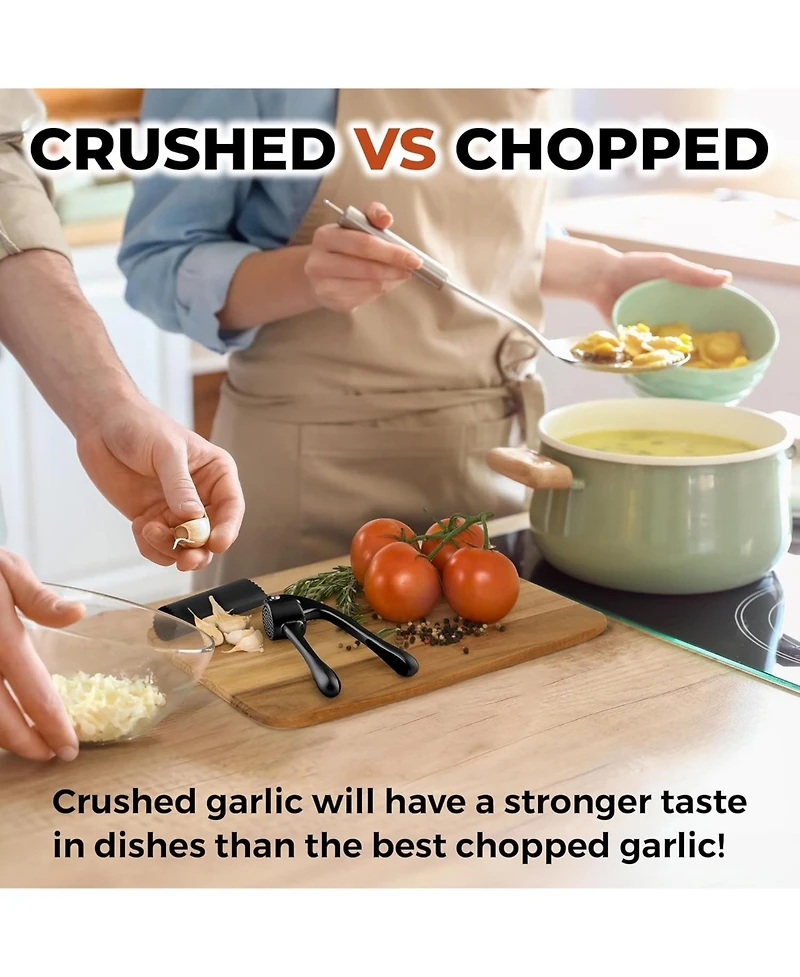Large Premium Garlic Press Set - Bigger Bowl for