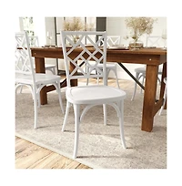 Merrick Lane Mara Set Of 2 Solid Wood Dining Chairs With Stackable Design, Ornate Seat Back Accenting, And Elegant Finish