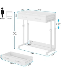 Tribesigns Portable Desk with Drawers, Mobile Laptop Desk with Wheels, Couch Desk Sofa Side Table Bed Desk, Small Standing Desk for Home Office