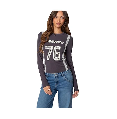 Edikted Womens Frenchy Long Sleeve T Shirt