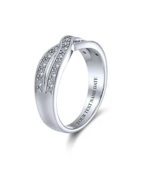 Bling Jewelry Cz Le Circle Twist Pave Cubic Zirconia Criss Cross Infinity Band Ring .925 Sterling Silver