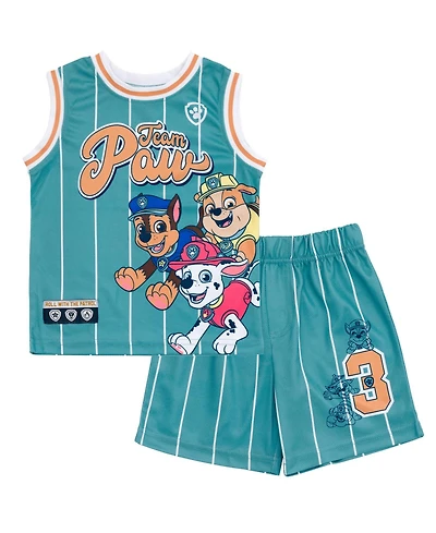 Paw Patrol Boys Mesh Jersey Tank Top and Basketball Shorts Athletic Outfit Set
