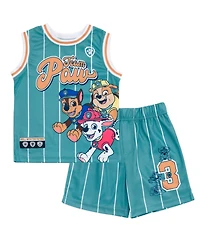 Paw Patrol Boys Mesh Jersey Tank Top and Basketball Shorts Athletic Outfit Set